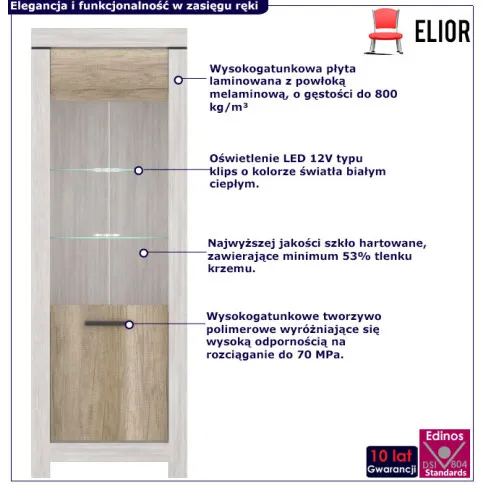 Wysoka witryna do salonu Tillen 6X