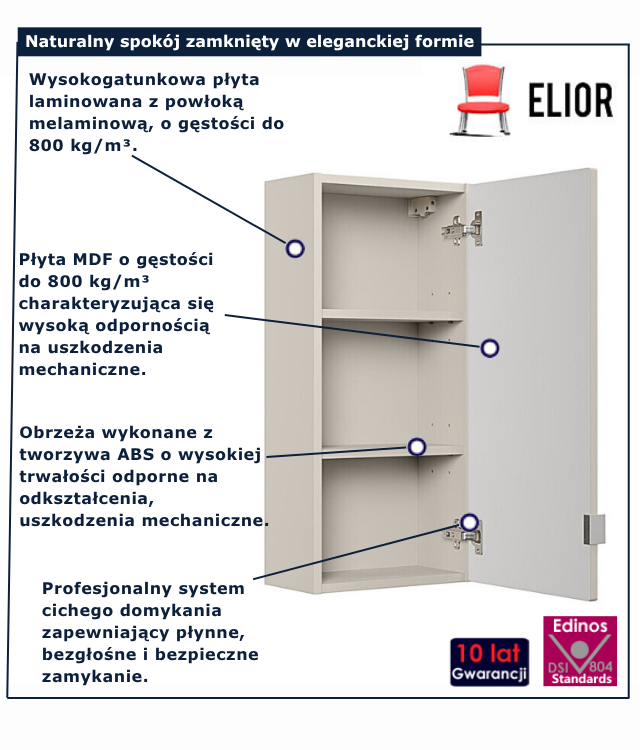 Nowoczesna wisząca szafka łazienkowa Artiza w kolorze kaszmiru