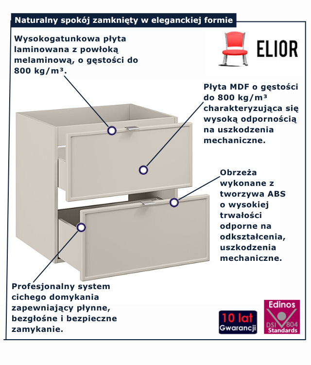 Nowoczesna wisząca szafka łazienkowa Artiza w kolorze kaszmiru