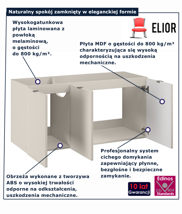 Kaszmirowy szafka łazienkowa pod umywalkę Artiza 8X