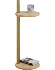 Minimalistyczny stolik pomocniczy dąb artisan + złoty - Nebo 3X w sklepie Edinos.pl