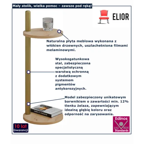 Stolik mały dąb artisan + złoty Nebo