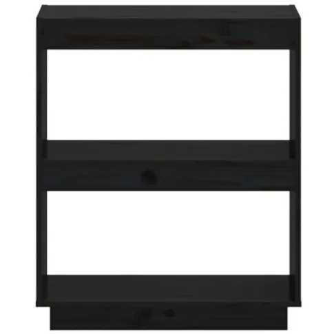 Szczegółowe zdjęcie nr 5 produktu Czarny niski regał sosnowy z 2 półkami - Lika 10X