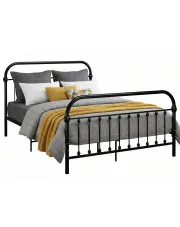 Czarne metalowe łóżko w stylu loft 140x200 cm - Etiosa w sklepie Edinos.pl