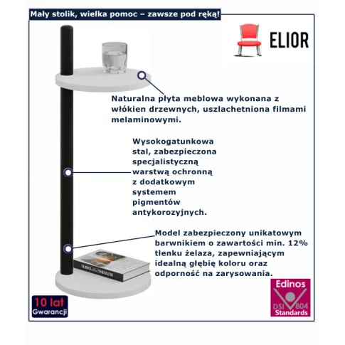 Biały stolik z czarnym stelażem Nebo