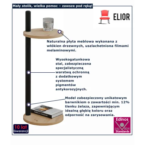  Stolik  mały dąb artisan + czarny Nebo