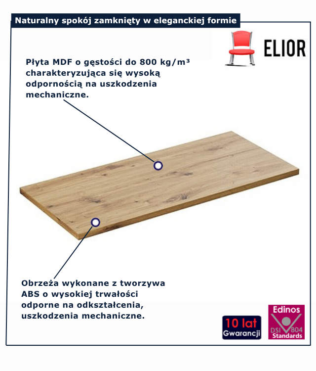 Kwadratowy blat do szafki pod umywalkę Artiza 10X 120 cm