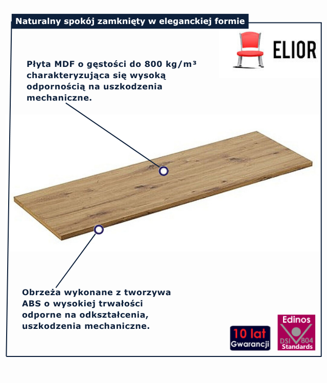 Kwadratowy blat do szafki pod umywalkę Artiza 10X 140 cm