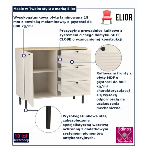 Komoda na nóżkach z 3 szufladami Zoani 3X