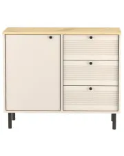 Wysoka komoda z 3 szufladami 100 cm kaszmir + dąb artisan - Zoani 3X w sklepie Edinos.pl