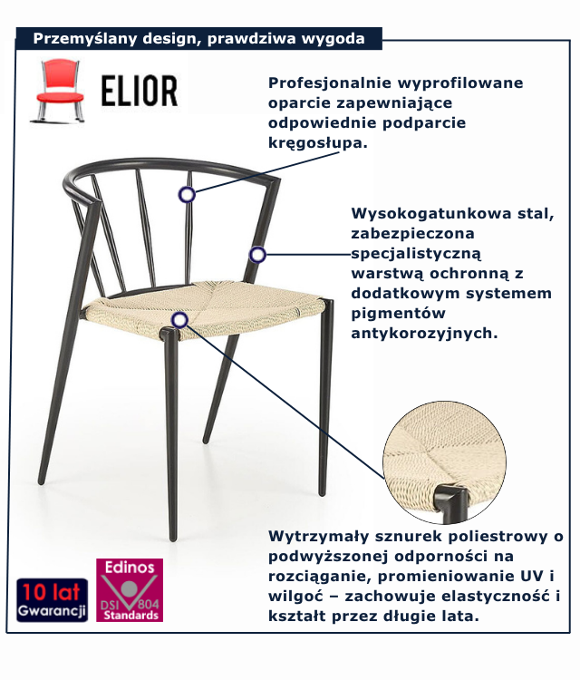 Nowoczesne metalowe krzesło boho Natte