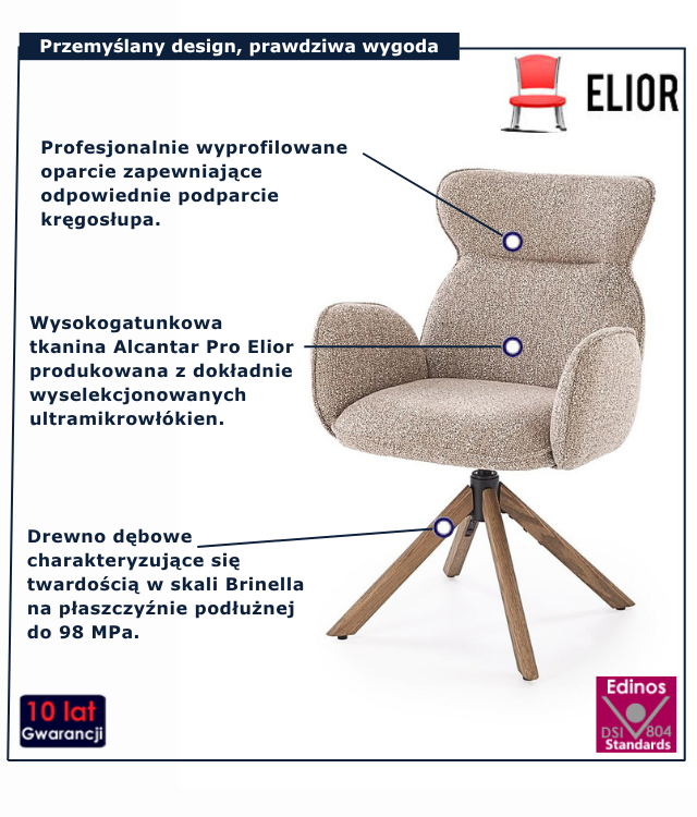 Dębowe krzesło tapicerowane Velino