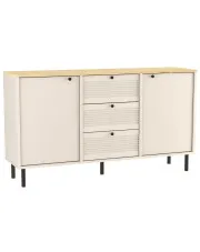 Duża komoda z szufladami i szafkami 150 cm kaszmir + dąb artisan - Zoani 4X w sklepie Edinos.pl