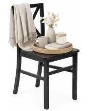 Czarne drewniane krzesło do stołu - Mertis 4X w sklepie Edinos.pl
