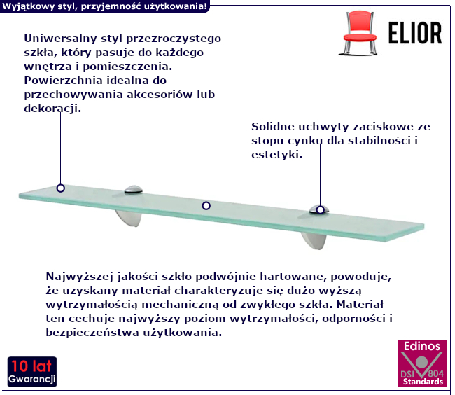 Szklana półka Imker do łazienki