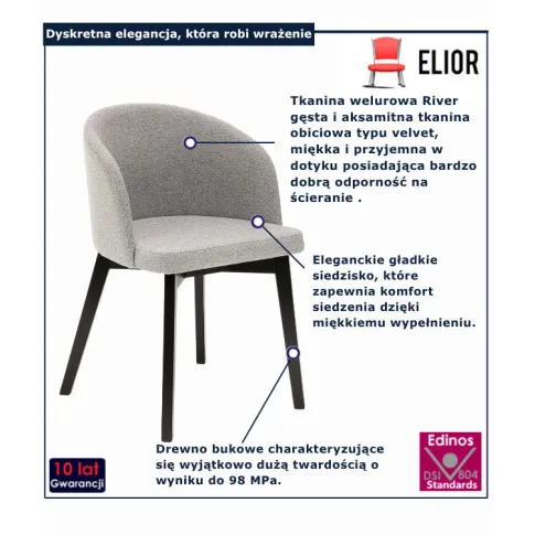 popielate krzesło do jadalni Bentrix 6X