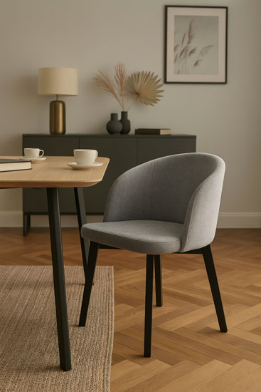 Szare krzesło kubełkowe drewniane Bergan 6X