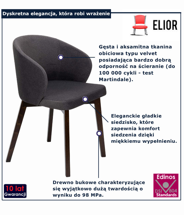 Kremowe krzesło pluszowe Bergan 7X dąb artisan