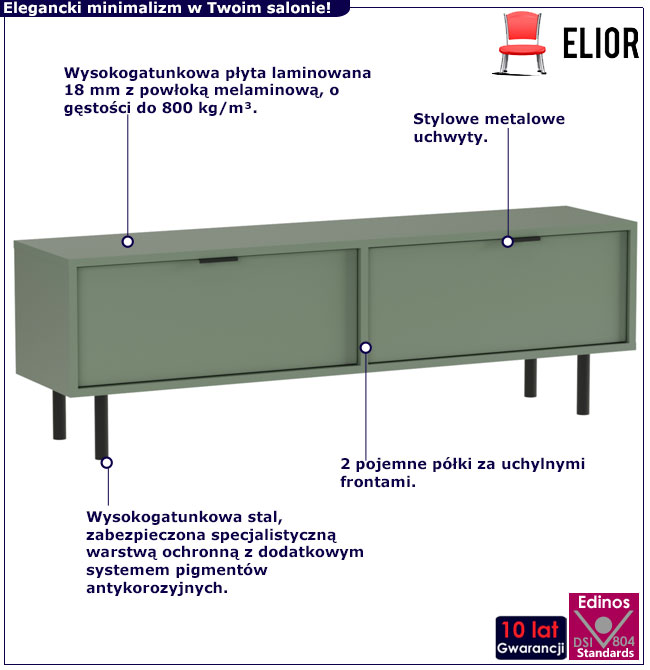 Zielona stojąca szafka RTV Inao 3X