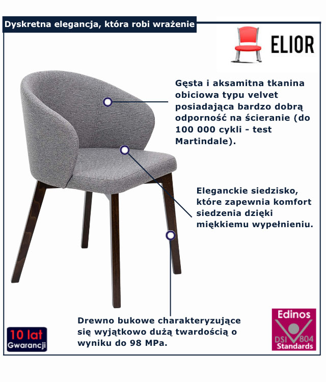 Kremowe krzesło pluszowe Bergan 7X dąb artisan