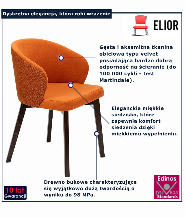Kremowe krzesło pluszowe Bergan 7X dąb artisan