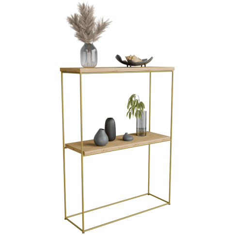 Konsola klasyczna w kolorze dąb artisan + złoty Blox 5X