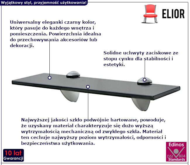 Szklana półka Imker do łazienki