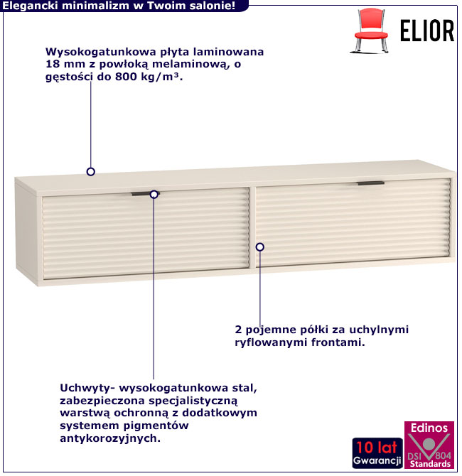 Kaszmirowa ryflowana szafka wisząca pod TV Inao 5X