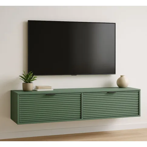 Salon z zieloną wiszącą szafką pod TV Inao 5X
