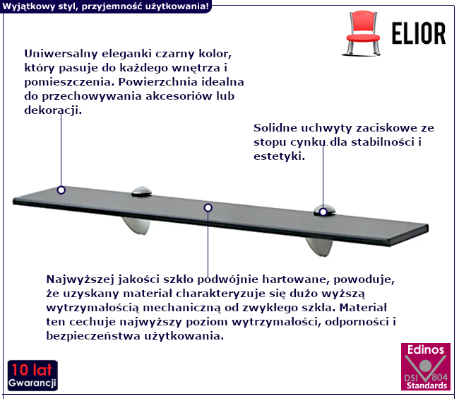 Szklana półka Divano do łazienki