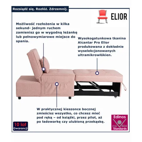 rózowy taoczan do salonu rozkladany Honeri