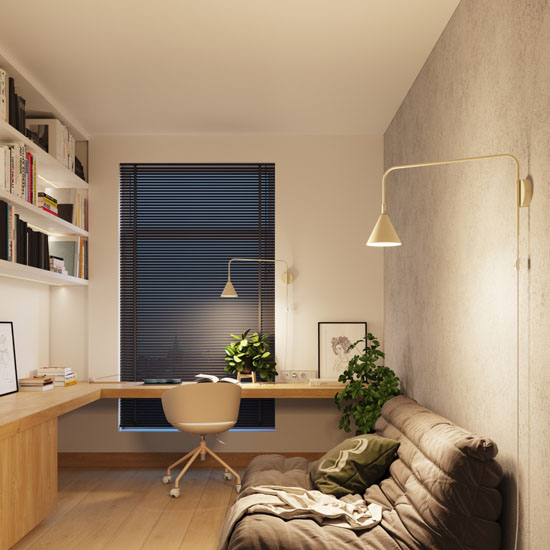 wizualizacja kinkietu z wysięgnikiem 