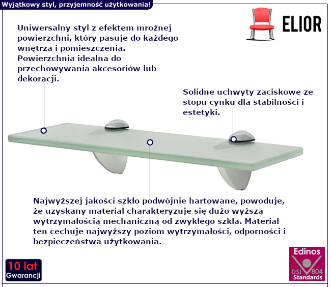 Szklana półka Imker do łazienki