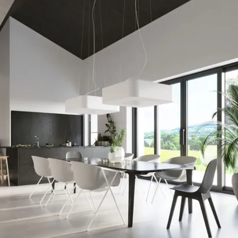 wizualizacja białego plafonu do salonu