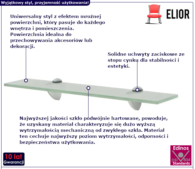 Szklana półka Divano do łazienki