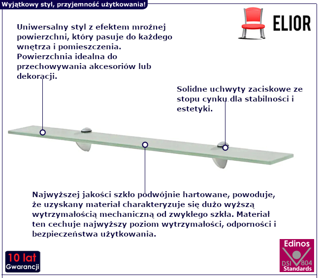 Szklana półka Vitrea do łazienki