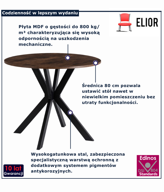 Okrągły skandynawski stolik kawowy lamele Lima 3X