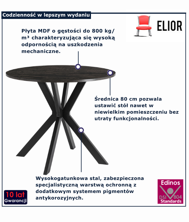 Okrągły skandynawski stolik kawowy lamele Lima 3X