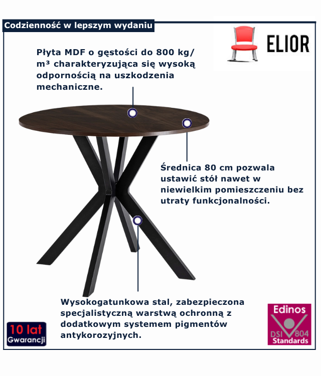 Okrągły skandynawski stolik kawowy lamele Lima 3X