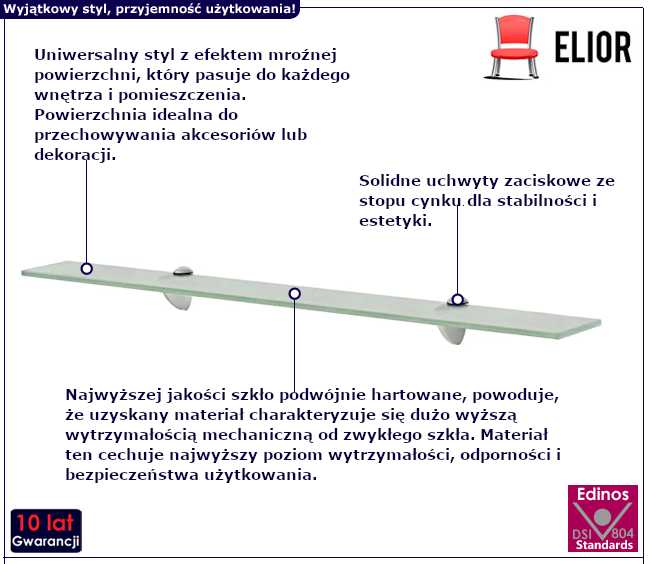 Szklana półka Imker do łazienki