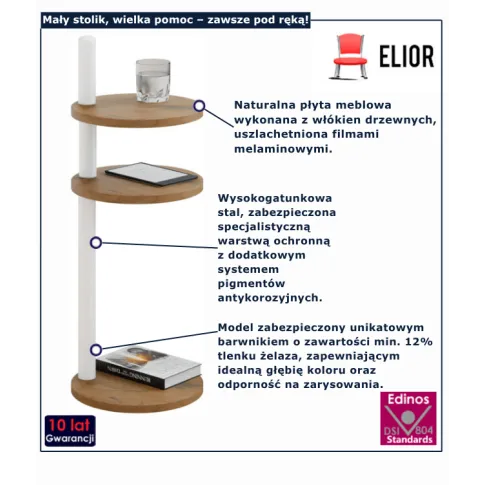  Stolik okrągły dąb lancelot + biały Zork 3X