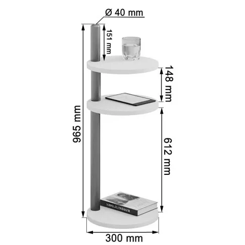Wymiary stolik beton   biały Zork 3X