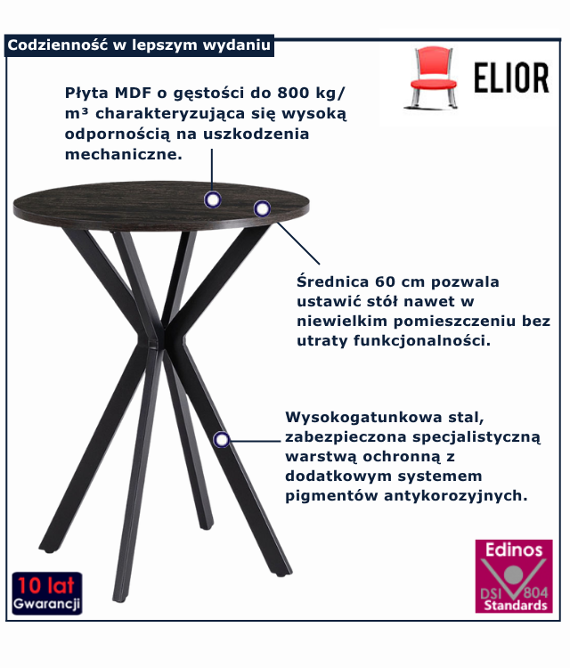 Okrągły skandynawski stolik kawowy lamele Lima 3X