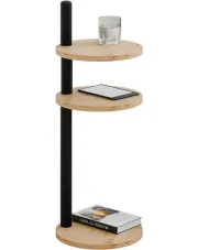 Stolik okrągły pod laptopa dąb artisan + czarny - Zork 4X w sklepie Edinos.pl