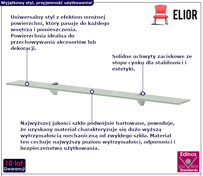 Szklana półka Imker do łazienki