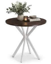 Okrągły orzechowy stolik na białej nodze 60cm - Kaxi 4X w sklepie Edinos.pl