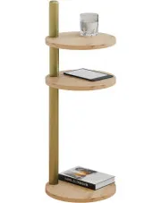 Okrągły stolik pod laptopa do salonu dąb artisan + złoty - Zork 5X w sklepie Edinos.pl
