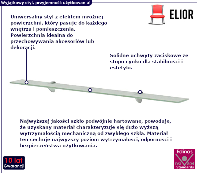Szklana półka Imker do łazienki