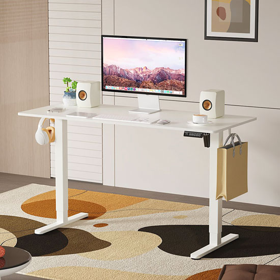 Elektryczne białe biurko Hike