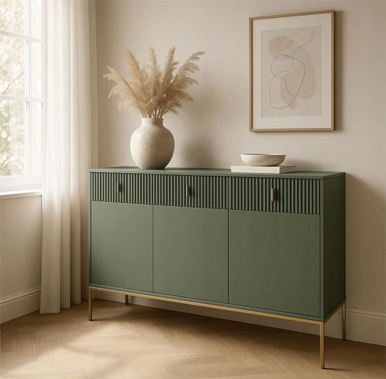 wizualizajca komody ryflowanej zielonej